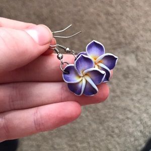 Purple flower earrings